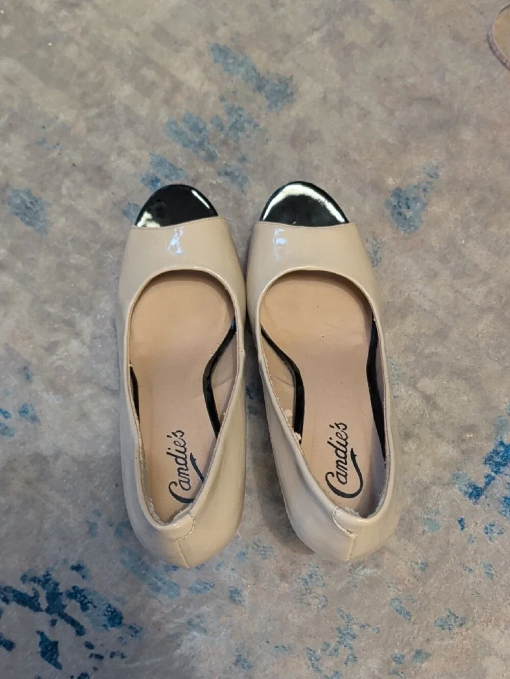 Retro Candies Colorblock Patent Platform Peep-Toe Heels 2012 Release 7.5 US Y2K